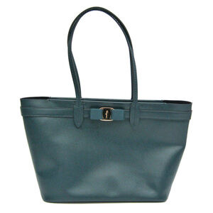 SALVATORE FERRAGAMO Green Leather Tote Bag